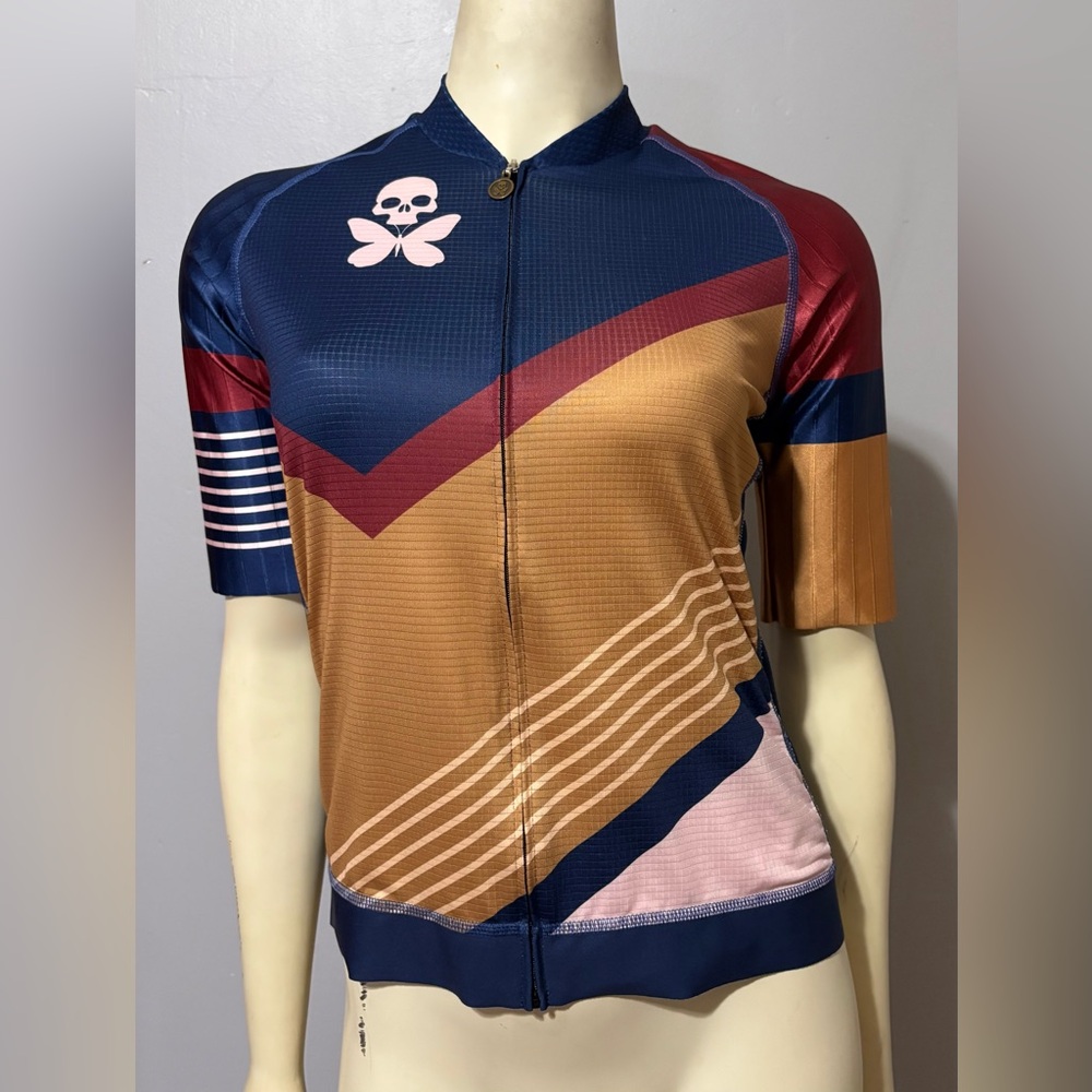 Betty Designs Cycling Jersey Tomboy Skull Women's Sz Medium Short Sleeve